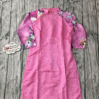 Áo dài gấm taffta hồng cao cấp