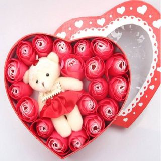 SỈ HỘP HOA HỒNG SÁP THƠM KÈM GẤU
