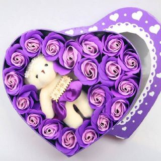 SỈ HỘP HOA HỒNG SÁP THƠM KÈM GẤU