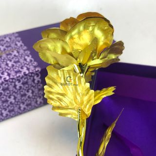 Hoa hồng mạ vàng 24K cao cấp có kèm đế LOVE