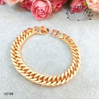Lắc tay nam vàng dây xích titan không đen mạ vàng
