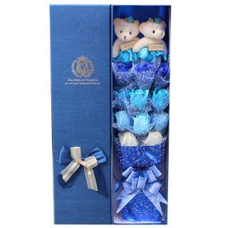 Hoa hồng sáp thơm 11 bông kèm gấu - Qùa tặng ý nghĩa trong tình yêu