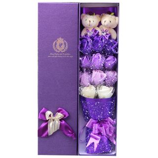 Hoa hồng sáp thơm 11 bông kèm gấu - Qùa tặng ý nghĩa trong tình yêu