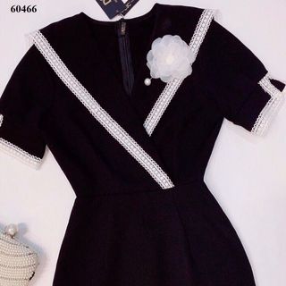 ĐẦM THUN CÁT HÀN PHỐI REN ĐÍNH HOA 60-65K