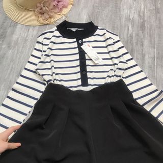 Sét áo lên gân cổ tàu mix giả váy xếp ly