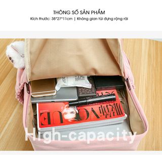 Balo Học Sinh D1362 Tai Thỏ Kèm Móc Khóa