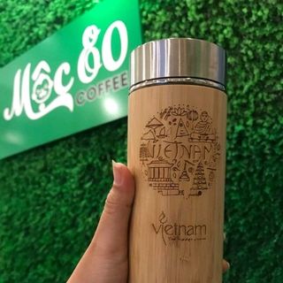 bình vỏ tre khắc logo theo yêu cầu