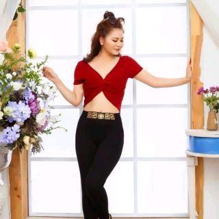 quần legging cạp chun bản to phối hình nhũ vàng