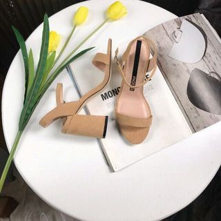 Giày sandal gót 7p cực sang da lộn