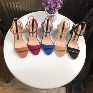 Giày sandal gót 7p cực sang da lộn