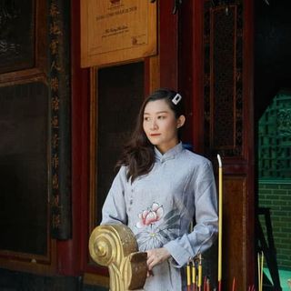Bộ Pháp Phục Đồ Lam Đi Chùa Cao Cấp - Bộ Đồ Phật Tử Vải Cotton Đũi Xám Họa Tiết Hoa Sen Đài Loan - ASENX23