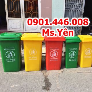 bán thùng rác công cộng ngoài trời 120L 240L nắp kín 2 bánh xe