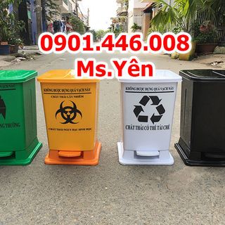Thùng rác đạp chân y tế 15L - 20L - Logo chuẩn bộ y tế