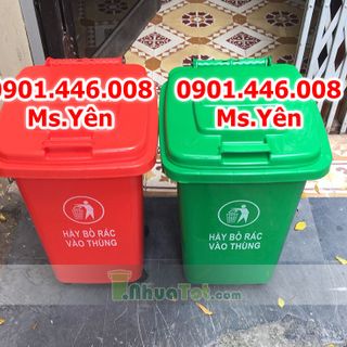 bán thùng rác 60L - Xanh lá - 4 bánh Nhựa HDPE nguyên sinh