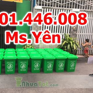 bán thùng rác 60L - Xanh lá - 4 bánh Nhựa HDPE nguyên sinh