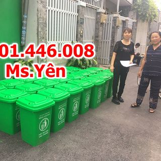 bán thùng rác 60L - Xanh lá - 4 bánh Nhựa HDPE nguyên sinh giá sỉ