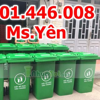 Thùng rác 240L - 2 bánh xe - nắp kín nhựa HDPE nguyên sinh