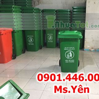 Thùng rác 240L - 2 bánh xe - nắp kín nhựa HDPE nguyên sinh