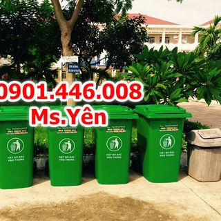 Thùng rác 240L - 2 bánh xe - nắp kín nhựa HDPE nguyên sinh