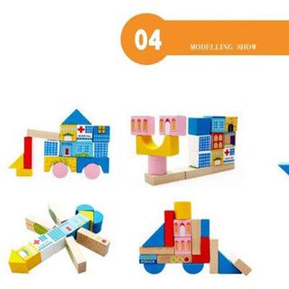 Bộ đồ chơi lắp ghép mô hình thành phố bằng gỗ 62 chi tiết