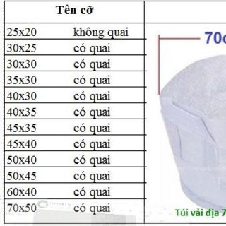 Túi vải trồng cây 70x60cm 2 quai xách giá sỉ giá bán buôn
