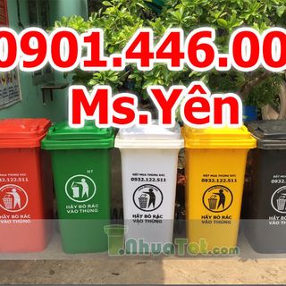 Thùng rác 120L nắp kín có 2 bánh xe - Giá rẻ nhất HCM