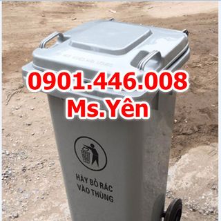 Thùng rác 120L nắp kín có 2 bánh xe - Giá rẻ nhất HCM