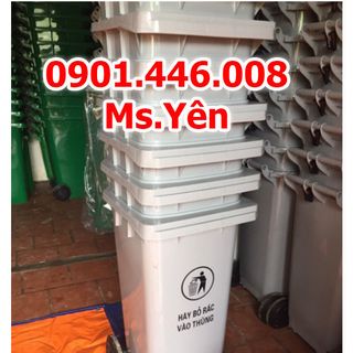 Thùng rác 120L nắp kín có 2 bánh xe - Giá rẻ nhất HCM
