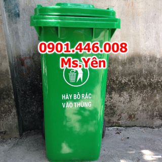 Thùng rác 120L nắp kín có 2 bánh xe - Giá rẻ nhất HCM