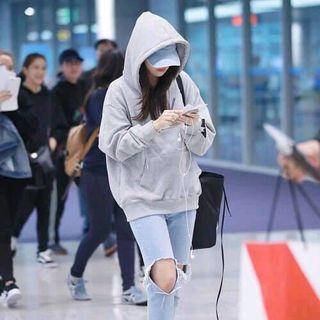 áo nỉ chui hoodie xám