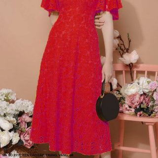 ĐẦM REN TAY NGẮN LOE MS 2311