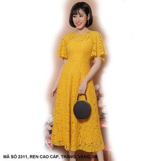 ĐẦM REN TAY NGẮN LOE MS 2311