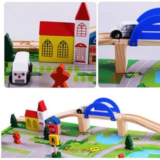 Đồ chơi lắp ráp mô hình giao thông thành phố bằng gỗ