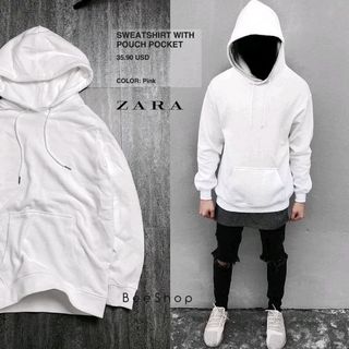 áo nỉ chui hoodie màu trắng