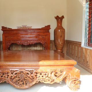 Sập Gụ Ngũ Phúc 1m8 Sập Ngồi Gỗ Gụ Nho Cổ