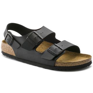 Giày sandal đế trấu 2 khóa màu đen nữ