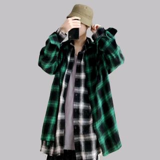 sơ mi Flannel dáng thụng
