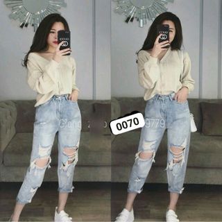 Quần Baggy Nữ Rách