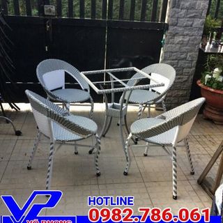 bàn ghế cà fe mây nhựa ô dù giá sỉ