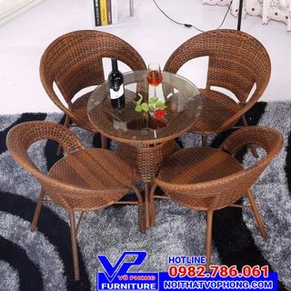 bàn ghế cà fe mây nhựa ô dù giá sỉ