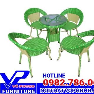 bàn ghế cà fe mây nhựa ô dù giá sỉ