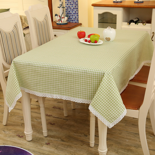 Khăn trải bàn canvas có ren KT 140x180cm họa tiết sọc caro nhiều mẫu KB trangtrinhacua