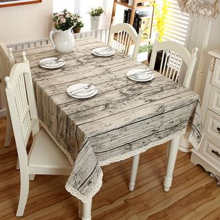 Khăn trải bàn canvas có ren KT 140x220cm họa tiết sọc caro nhiều mẫu KB trangtrinhacua
