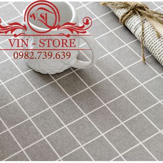 Khăn trải bàn canvas không ren KT 140x240cm họa tiết sọc caro nhiều mẫu KB trangtrinhacua