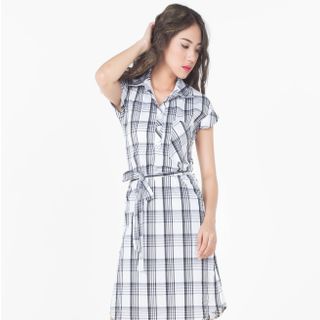 ĐẦM SƠ MI CARO THẮT EO TINH TẾ TRANG NHÃ