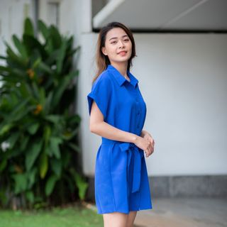 ĐẦM SƠ MI DÁNG SUÔNG TRẺ TRUNG THANH LỊCH XANH NAVY