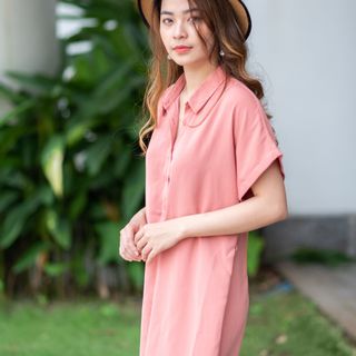ĐẦM SƠ MI DÁNG SUÔNG TRẺ TRUNG THANH LỊCH XANH NAVY
