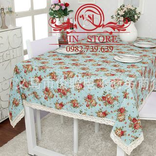 Khăn trải bàn canvas có ren KT 140x140cm nhiều họa tiết nhiều mẫu KB trangtrinhacua