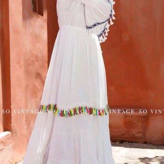 ĐẦM MAXI THỔ CẨM TRẮNG