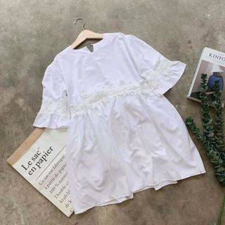 ĐẦM BABYDOLL TRẮNG VIỀN REN CƯỜM